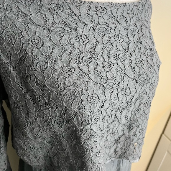 Amanti Italian 100% Silk Shell Lace Overlay Knee Lenghth 3/4 Sleeve Dress - Picture 2 of 6